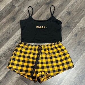 Black and Yellow Checkered Sleepwear Set